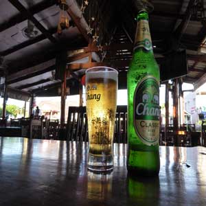 Crisp, refreshing Chang (Thai beer)