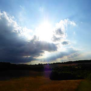 Sun shining on the countryside